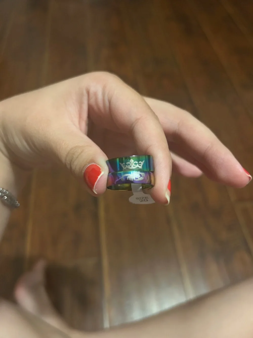 Rainbow stainless steel ring set (size 19 and 20)
